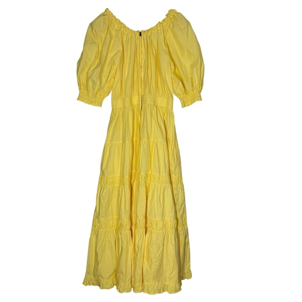 Ulla Johnson Colette Yellow Poplin  Cotton Puff Sleeve Tiered Midi Dress Sz 4 - Picture 3 of 12